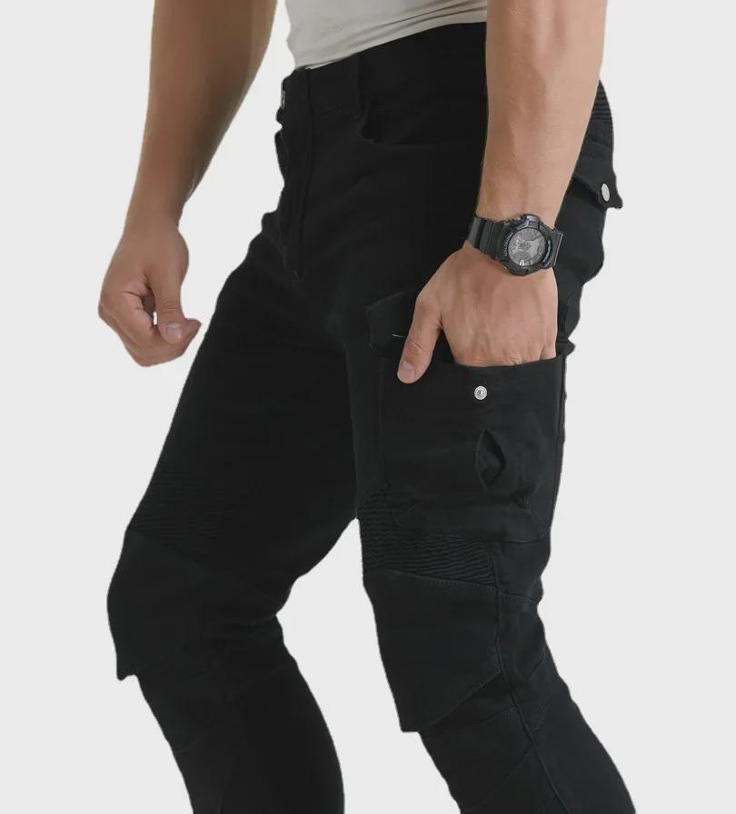 Slim Fit Black Racing Pants - Four Seasons Motorcycle Cycling Jeans Anti-Fall Off-Road Gear