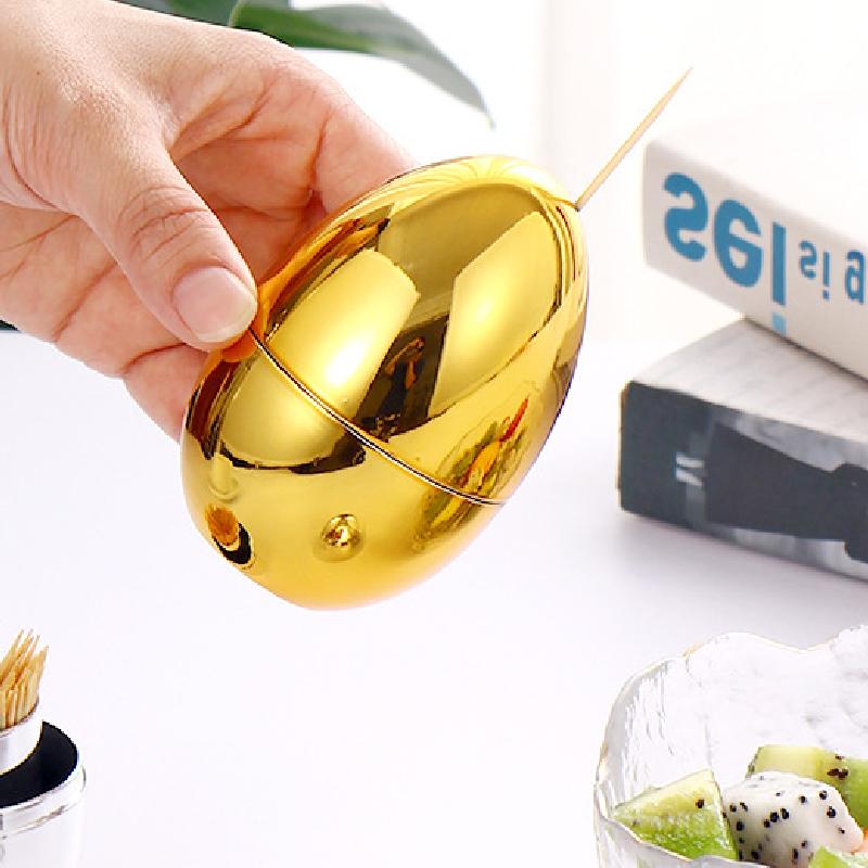 Creative Egg-shaped Toothpick Jar Electroplating Plastic Gold and Silver Toothpick Box Storage Box Ornaments Home Decoration