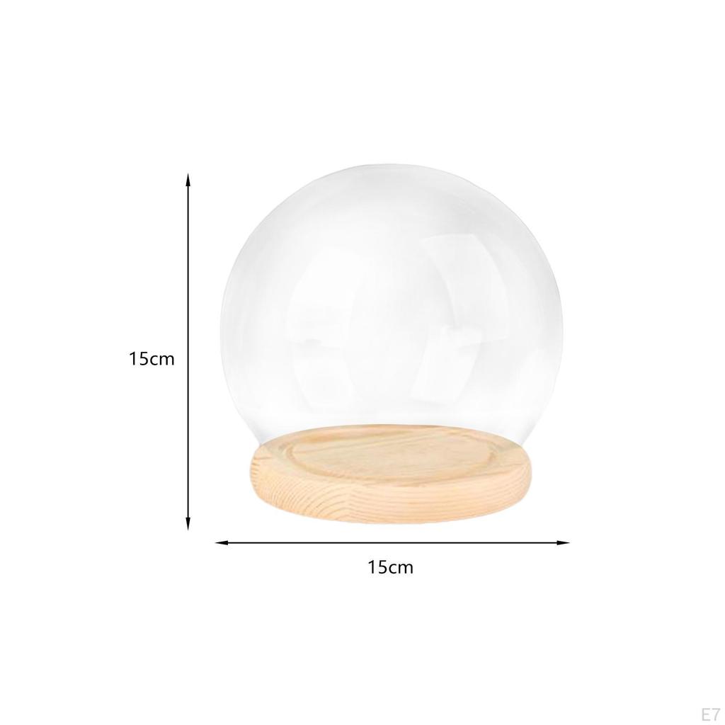 Display Dome with Base Clear Glass Cloche Decorative Bell Jar Case Table Centerpieces