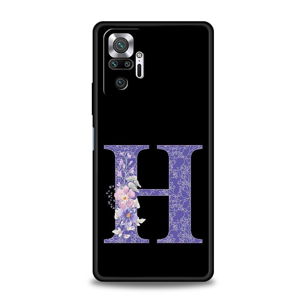 Letters Purple Flower Phone Case For Xiaomi Redmi Note 14 13 5G 10 11 12 Pro Plus 4G 14C 13C 12C 10C Black Cover
