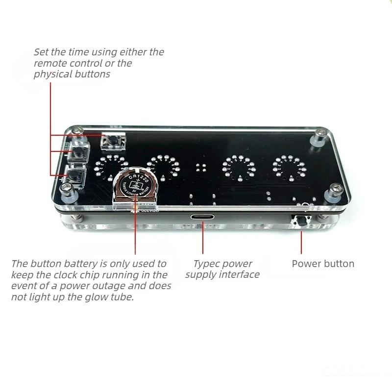 4 Digit IN14 True Glow Tube Clock Base Nixie Tube Motherboard Accessory Electronic Clock Maintenance Desktop Decoration Ornament