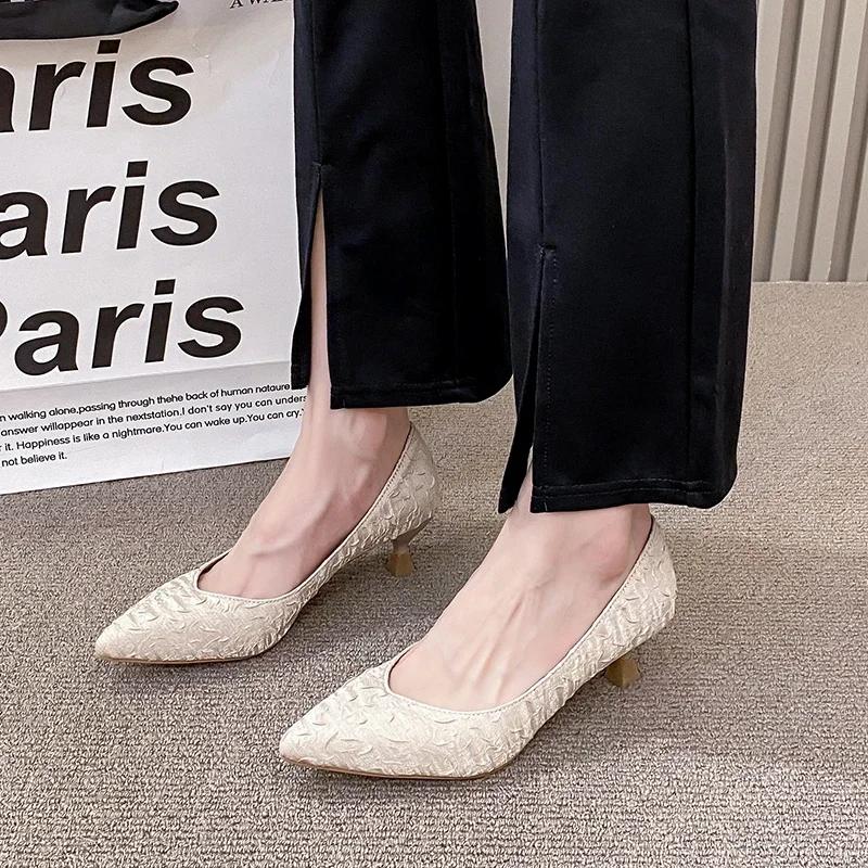 Pointy Stiletto Heels Dress Party Women's Office Women's Shoes Fashion Simple Everything Solid Color Spring Zapatillas Mujer