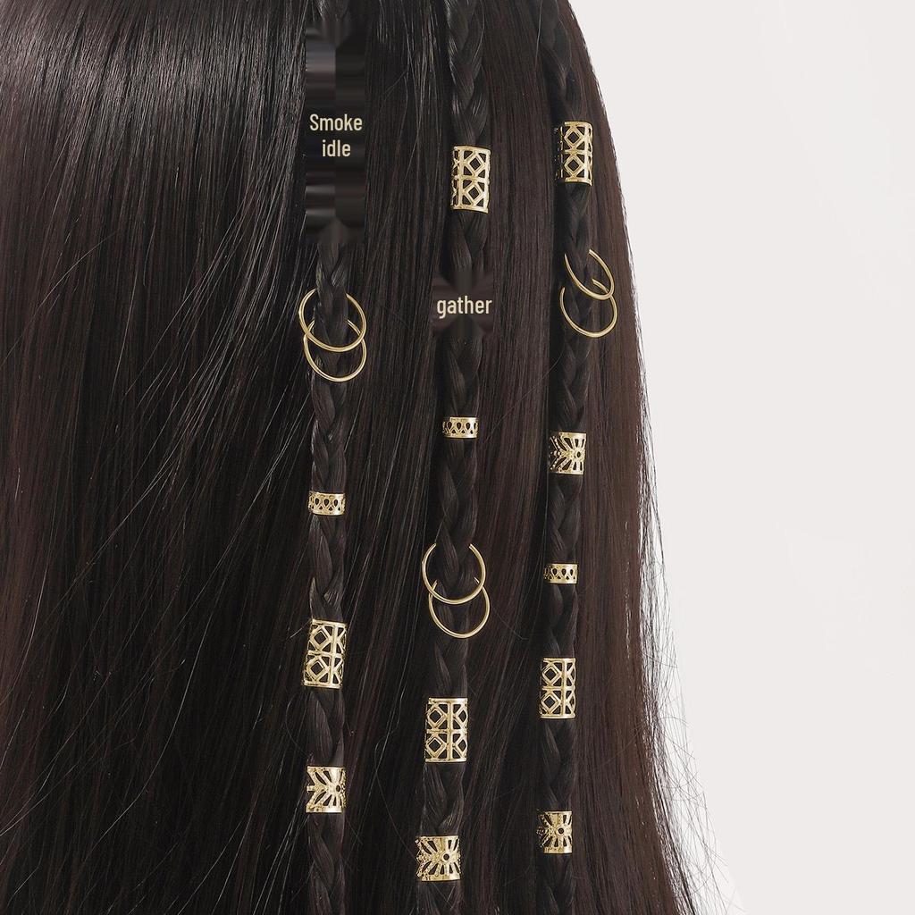 40pcs European & American DIY Dreadlock Hair Accessories - Iron Ring Hollow Extensions