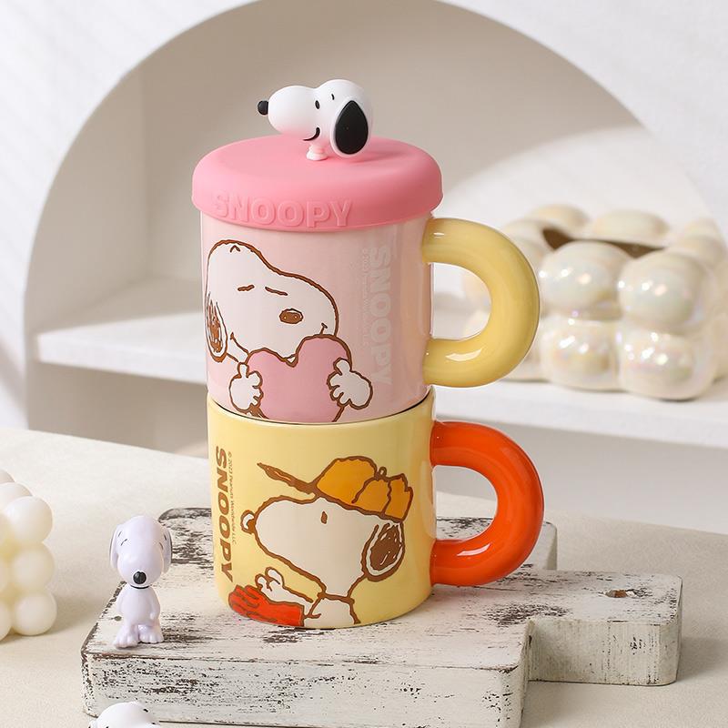 Snoopy Keramikbecher mit Deckel - Ideales Geschenk für Mädchen, das Büro oder das Zuhause