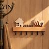 Heavy Duty Key Hanger Wooden Holder, Solid Wood Organizer with 6 Hooks, Modern Kitchen Tool Wall Mounted for Entryway And Office Storage