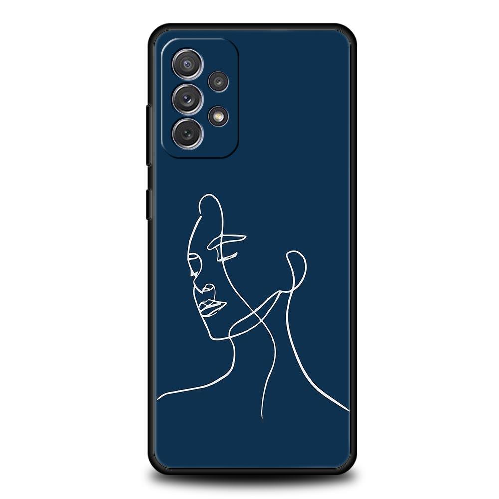 Simplicity Line Art Sun Moon Case For Samsung A15 A13 A51 A71 A41 A31 A21S A03S A05 A12 A32 A52 A23 A25 A33 A53 A73 5G Cover