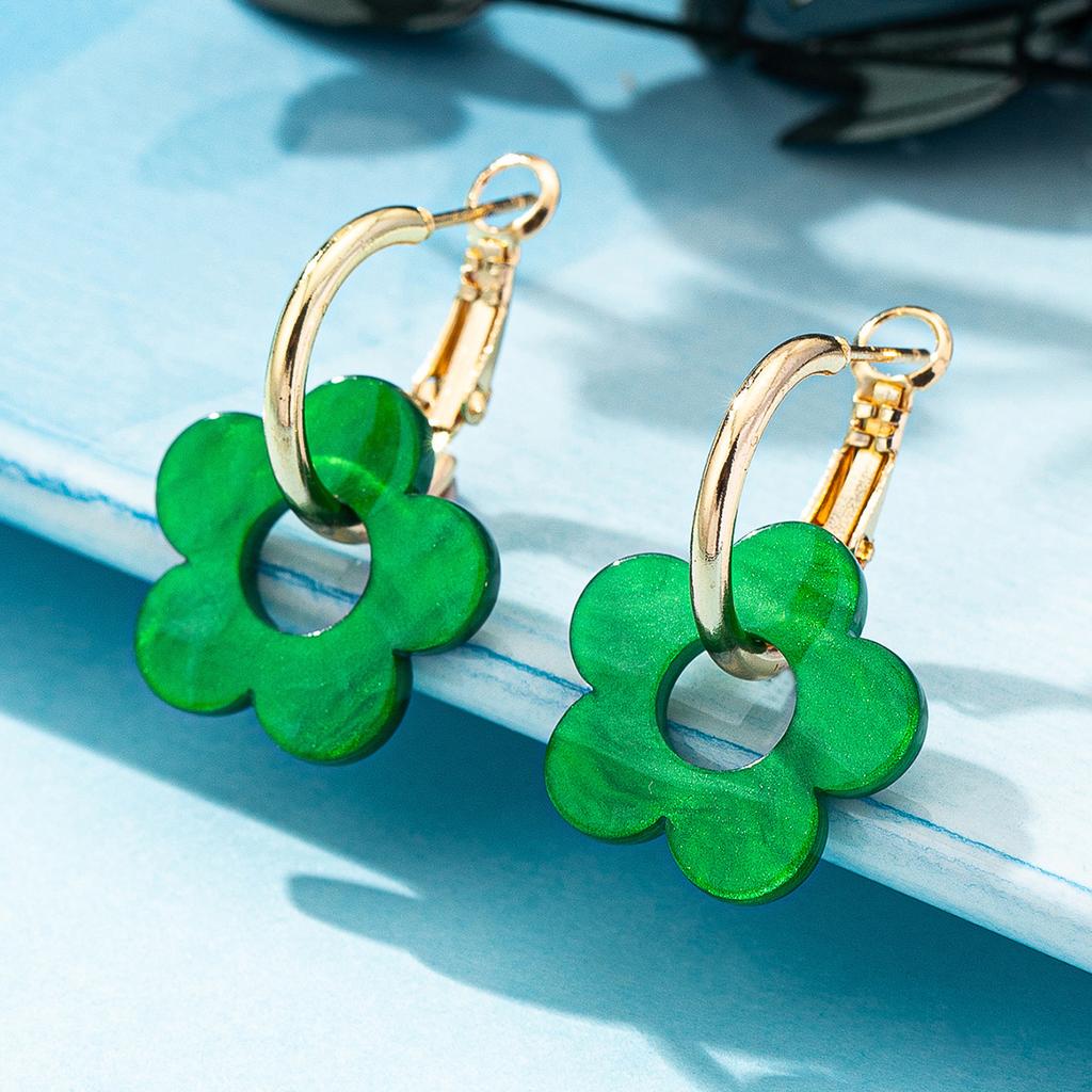 Fashion Exaggerated Flower Earrings Women'S Niche Design Sense Color Temperament Elegant Versatile Earrings