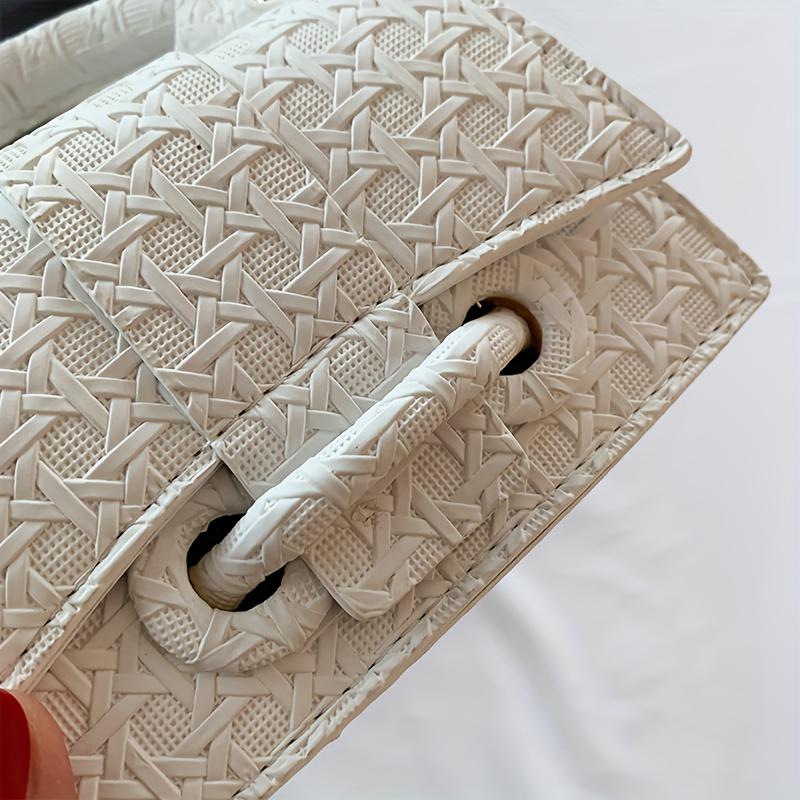 Woven Pattern Mini Handbag Women Solid Color Crossbody Bag Fashion Top Handle Square Purse
