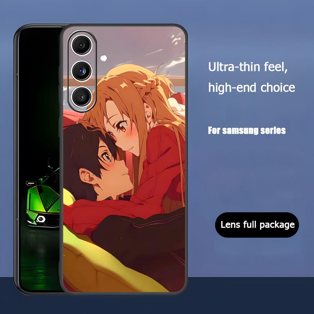 Cool Anime Sword Art Online Phone Case For Samsung Galaxy S25 S24 S23 S22 S21 S20 Plus Ultra Note20 Soft Black