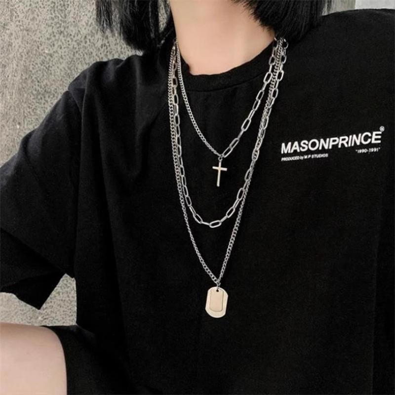 Colier Hip-Hop Trendy din Oțel Titan pentru Bărbați - Fashionabil, Versatil și Accesoriu Emoțional pentru Cuplu.