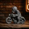 Cool Skeleton Statue 3D Printed Skull Motorcycle Rider Statue, Gothic Biker Compact Car Dashboard Decor Figurine, Motorbike Sculpture Desktop