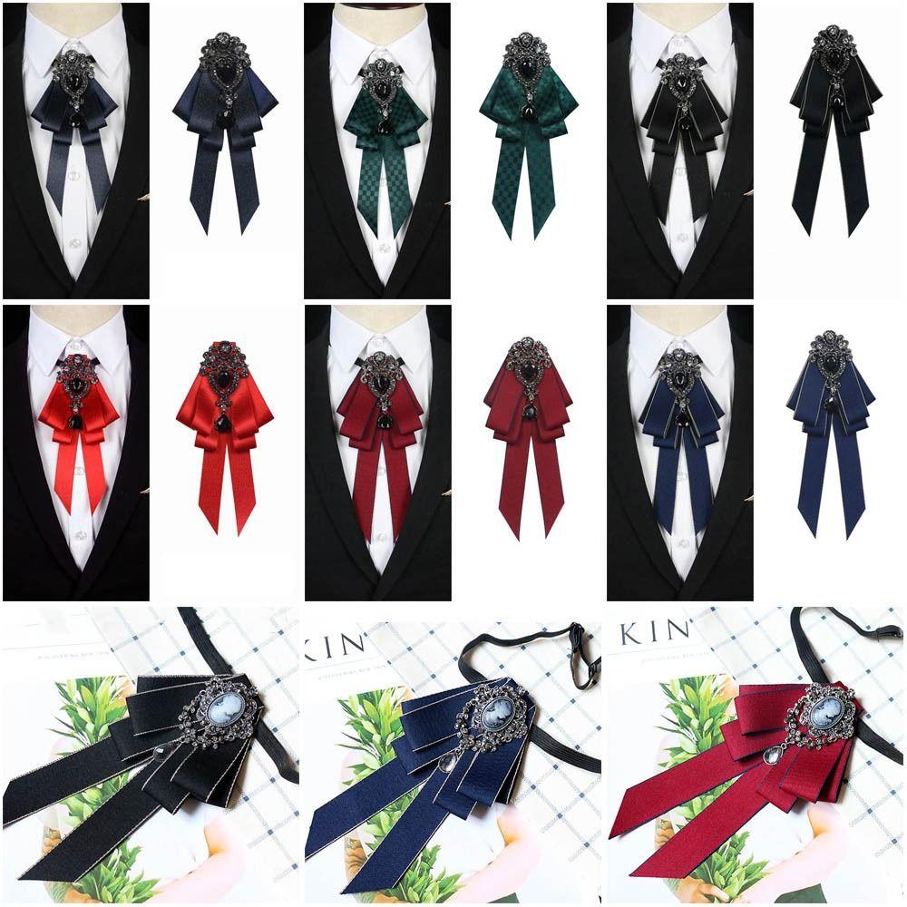 Crystal Bow Tie Rhinestone Ribbon Bow Brooch Black Rhinestone Ribbon Bowtie  For Men and Women