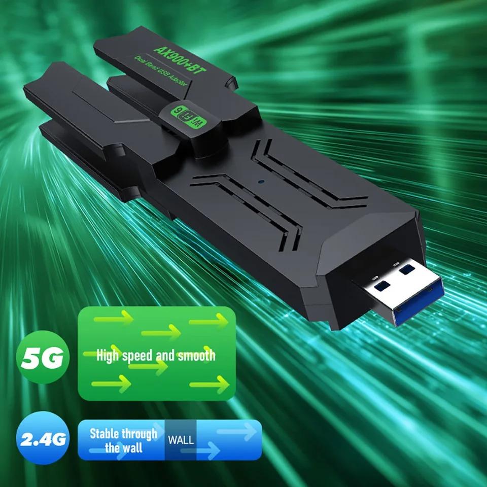 2 In 1 WiFi 6 Bluetooth 5.4 Adapter Dual Band 2.4G/5G USB WiFi Network Card 900Mbps Wireless Wlan Receiver for PC Laptop Driver Free