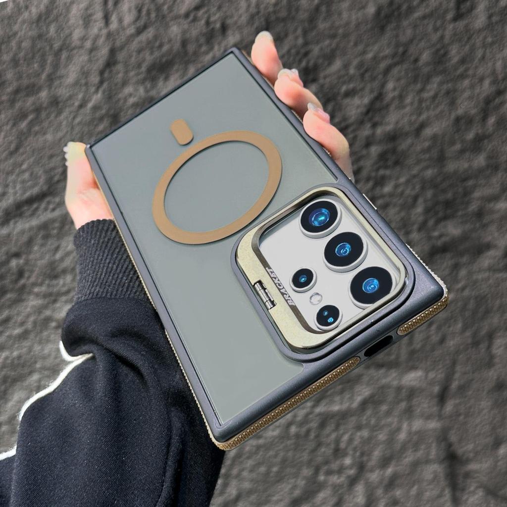 Magnetický kryt Samsung S26Ultra: Kreativní stojánek na objektiv, dvoubarevná ochrana proti pádu pro S24/S25+, pro přeshraniční použití