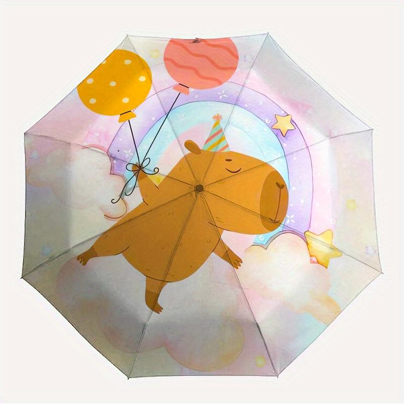 1pc Capybara Balloon Rainbow Themed High-quality Umbrella,Automatic Opening and Closing Umbrella,Multi-functional Umbrella G0811326