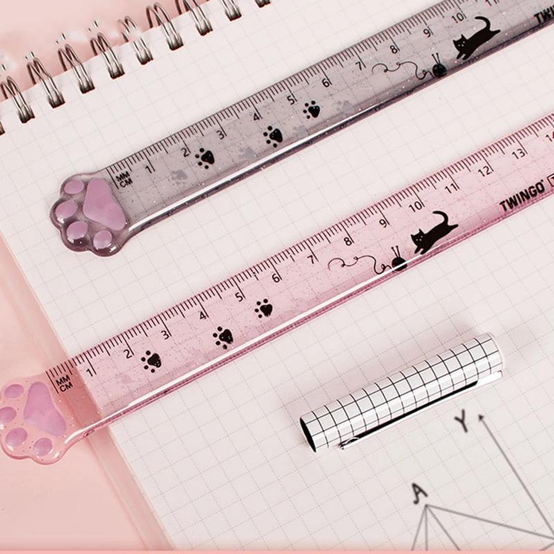 1pcs Cute Kitten Cat Claw Ruler Stationery Fun Drawing Gift Office School Measurement Drawing Ruler
