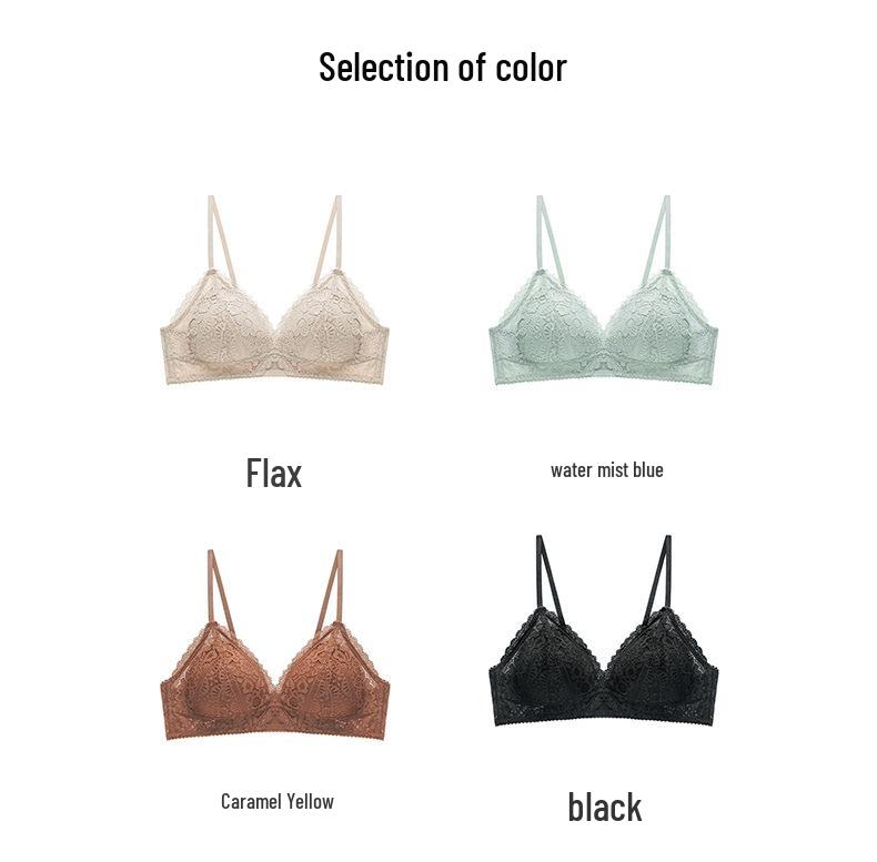French Lace Push-Up Triangle Bra - Seamless, Thin Straps, Anti-Sagging Design for Women