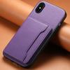 Pro iPhone X/XS Pouzdro Slot na karty Textura telete PU+ PC+TPU Kryt na telefon se stojánkem