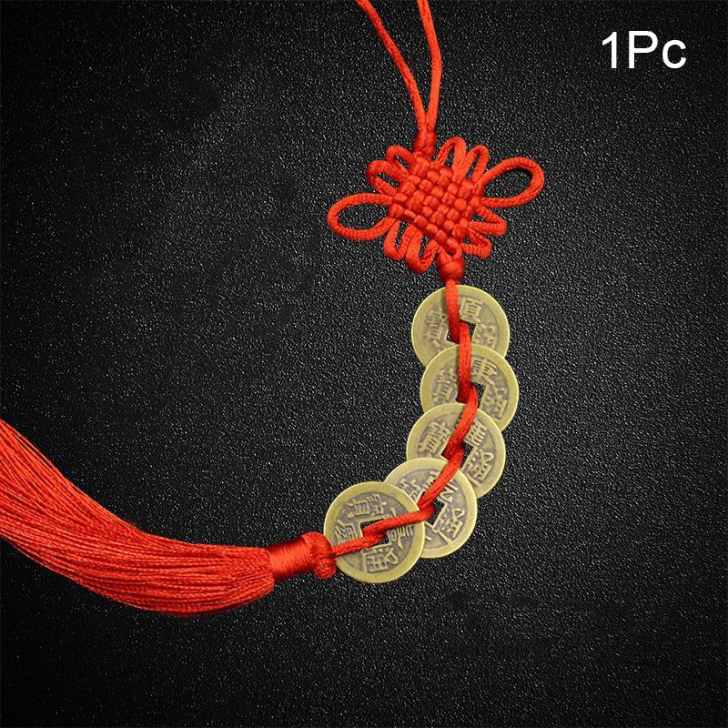 

1PC Five Emperor Coins Gift Tassel Car Interior Accessories Copper Coins Festivals Pendants Town House A красный