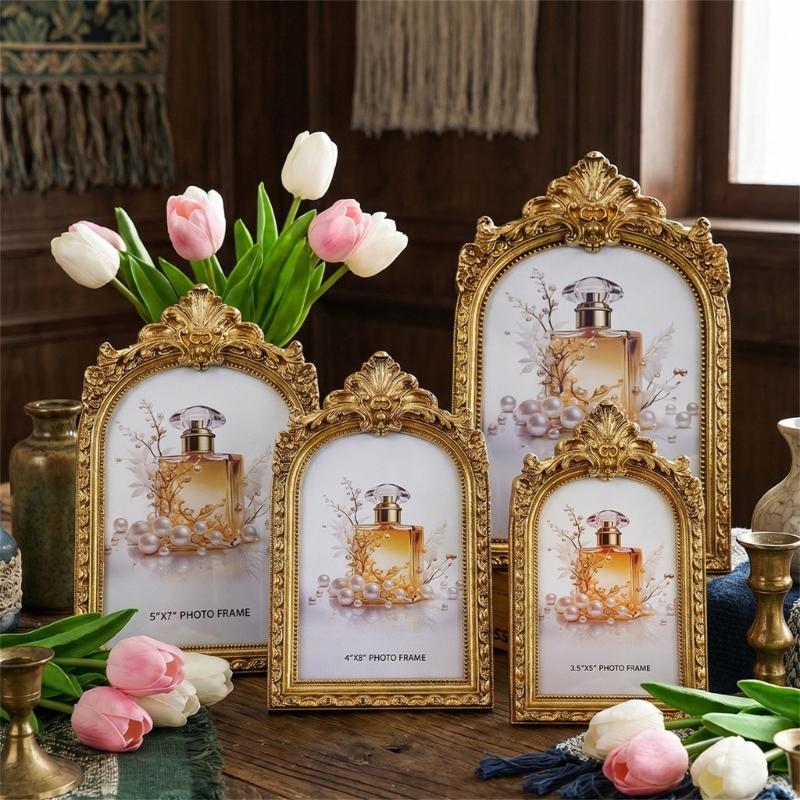 Retro Picture Frame Antique Ornate Photo Frame for Tabletop Wall Hanging Decorative Photo Frame for Home Photo Gallery