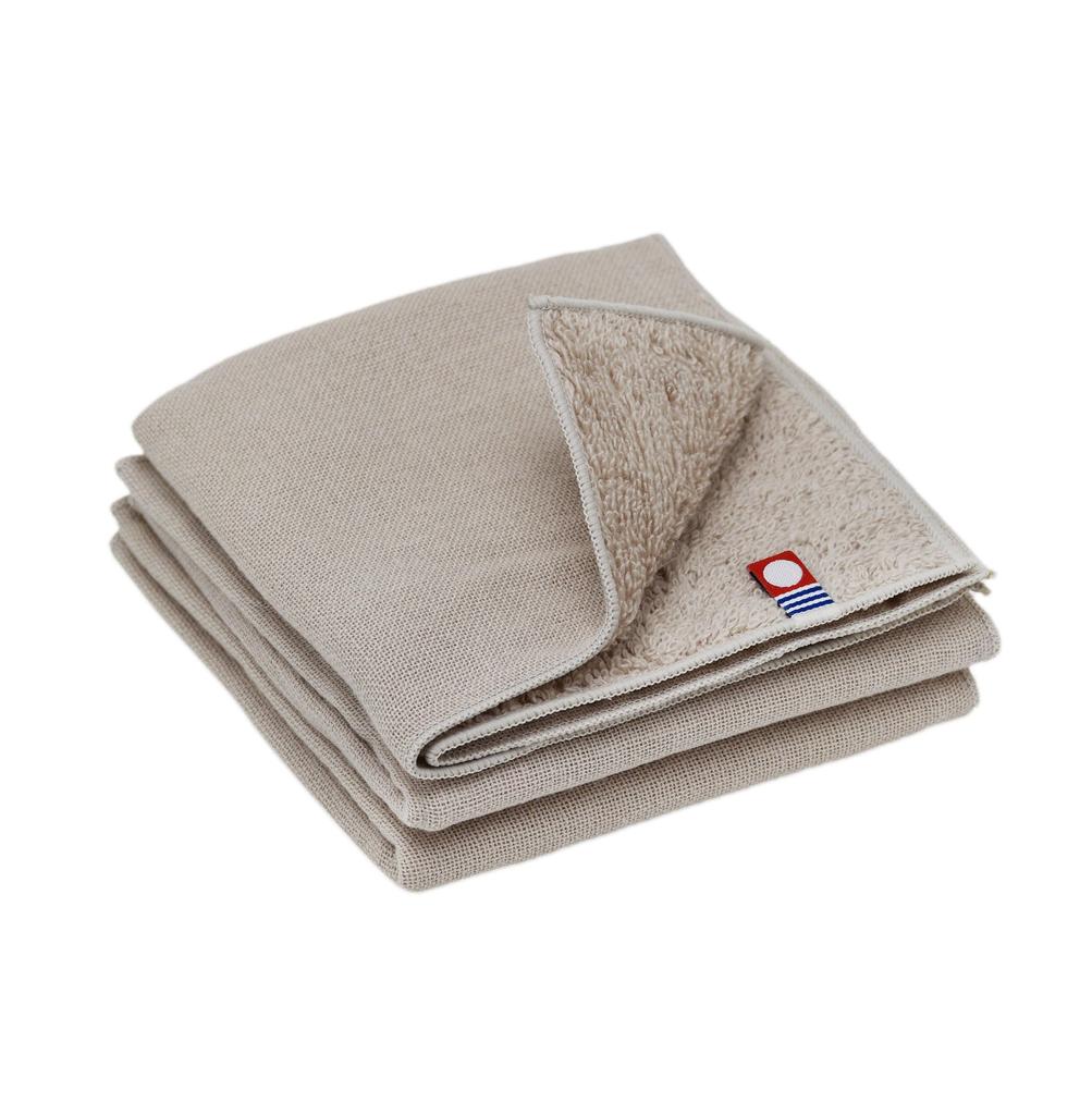 Broccoli House Imabari Pile Gauze Handkerchief Towels of Made In Cotton Towels, & (Set 3), 25x25cm, Thin, Quick-Drying, Absorbent, Japan, 100% (Ash