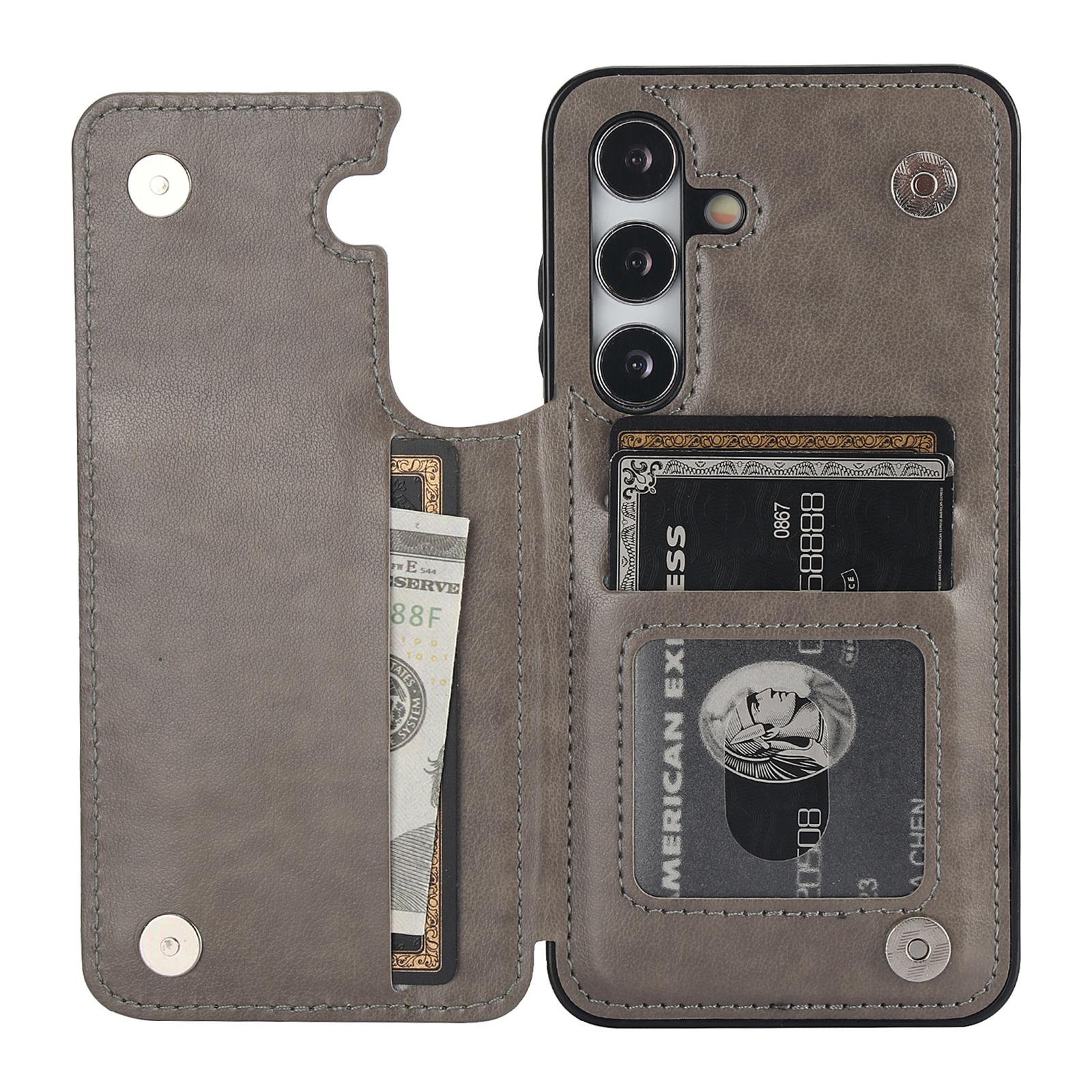 

For Samsung Galaxy S24+ Cell Phone Case PU Leather Imprinted Mandala Flower Cover with Card Slots Dark Blue