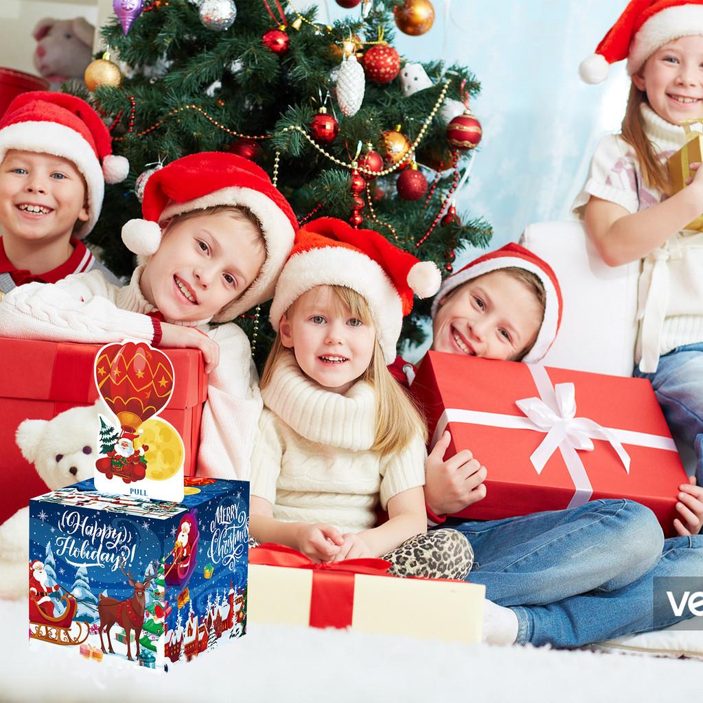 Deep Christmas Blue Theme Pattern Gift Box Holiday Decoration Atmosphere Prop