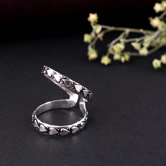 Handmade Silver Arthritis Ring Adjustable Double Band Oxidized Criss Cross Pattern Boho Tribal Jewelry Gift for Women & Men