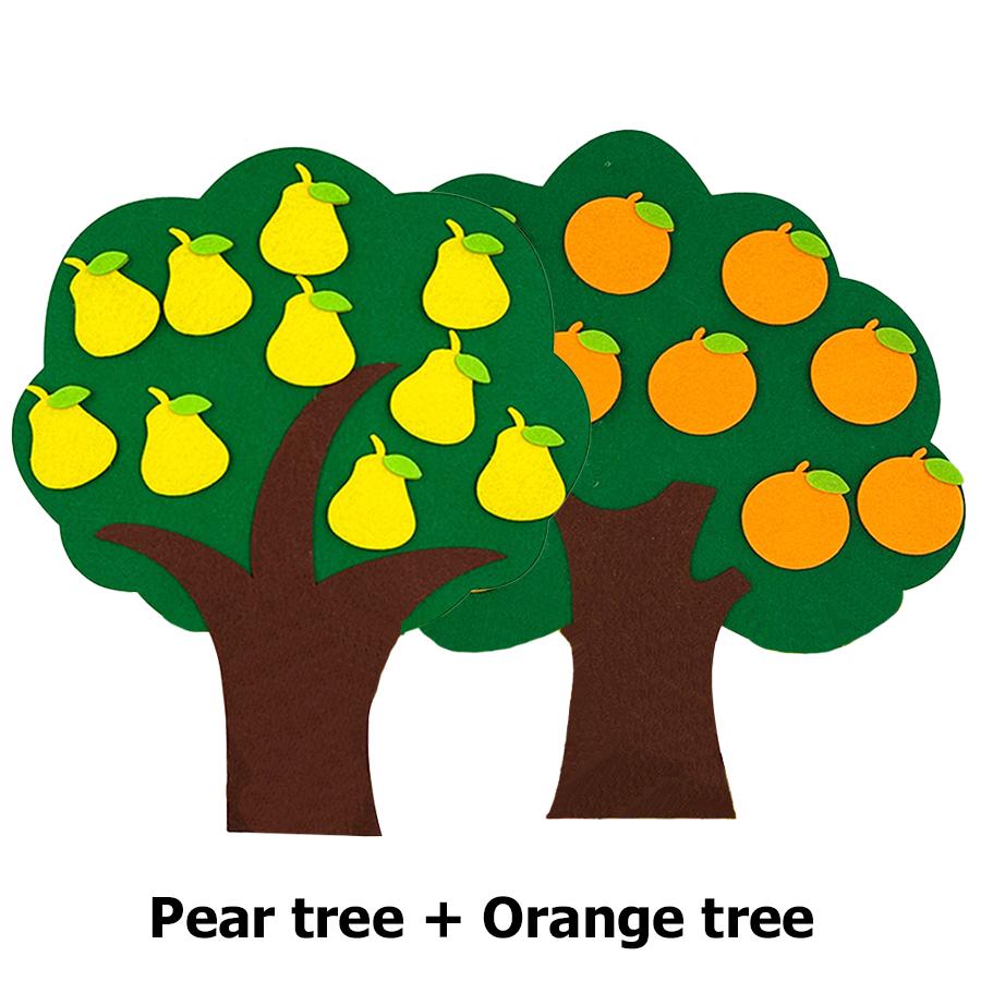 4 Styles Available Fruit Tree Puzzle Felt Children Early Education Toys Kindergarten Color Number Fruit Cognitive Teaching Aids