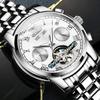 OLEVS Automatic Mechanical Watch Men's Luxury Stainless Steel Multi-Calendar Waterproof Luminous Silver