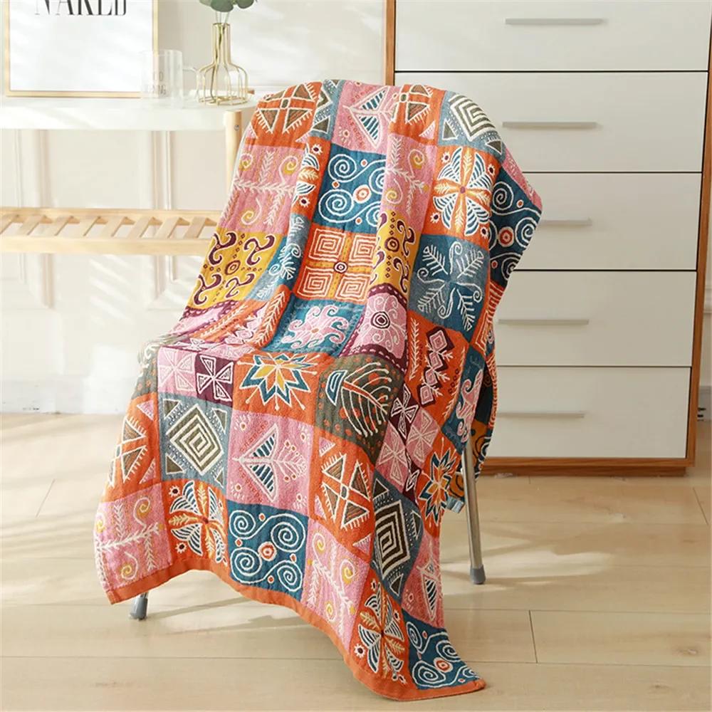 GGE Nordic Bohemian Floral Bath Towel - 80×160CM Soft Absorbent Cotton Gauze Towel for Beach Bathroom Adult Accessories