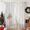 Cartoon Snowman Christmas Decorative Curtains Suitable for Bedroom Restaurant New Year Party Decorative Curtains 2 Pieces