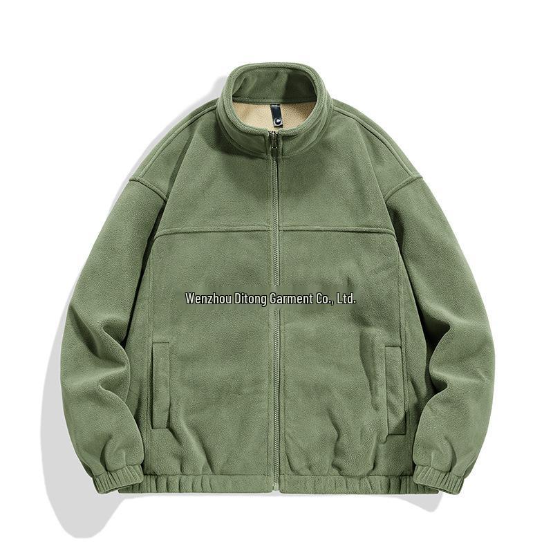 Men's Trendy Fleece Stand Collar Cardigan Jacket