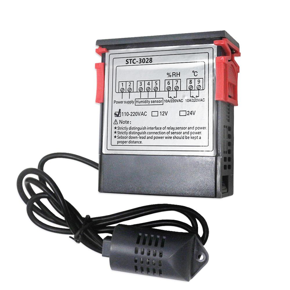 Digital Display Temperature&Humidity Controller Regulator Thermostat Hygrometer with Integrated Sensor Probe Relay