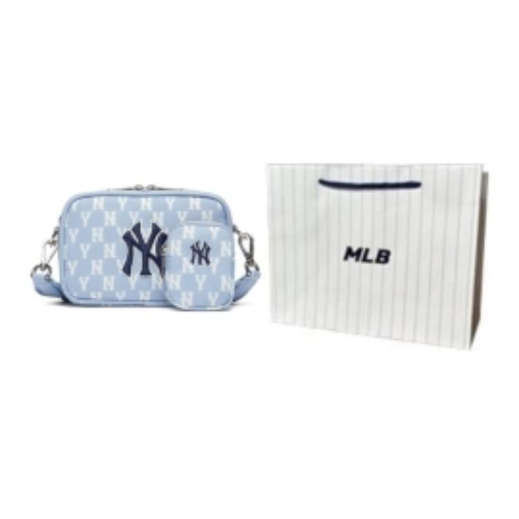 MLB Monogram Polyester Combo Bag , Camera Bag , Crossbody Bag , Shoulder Bag Unisex Haze Blue White (Unisex) Crossbody Bags 3ACRS022N 50BLL