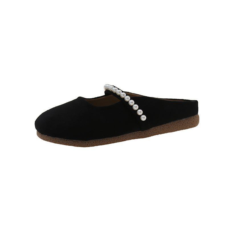 Mary Jane Gentle Spring Flat Bottom Bag Head Half Slippers Women'S Summer Cool Slippers Soft Sole Evening Shoes Outside