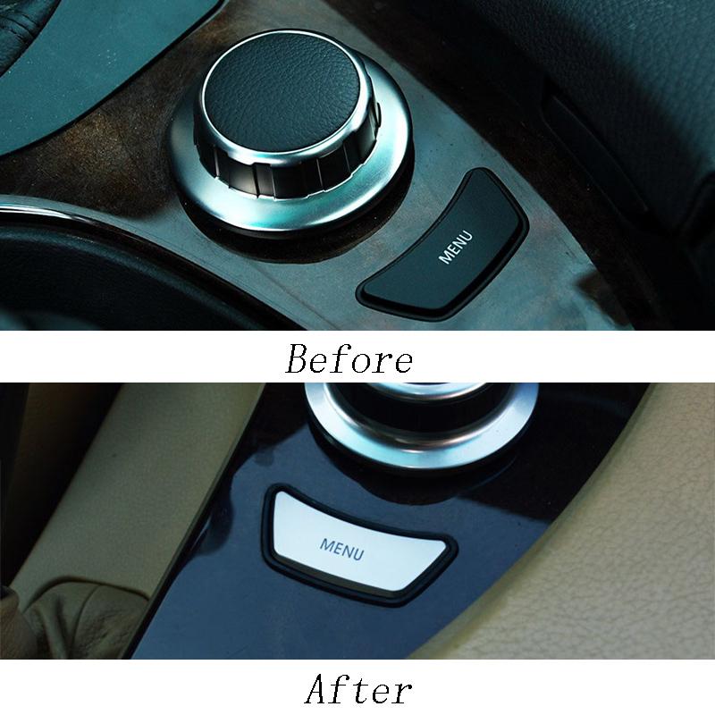 Car styling Interior multimedia control MENU button Trim Sticker cover for BMW e60 E90 3 5 series X5 X6 E70 E71 auto Accessories