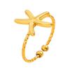 Ocean Series Starfish Open Ring - Casual Resort Style Stainless Steel Accessory