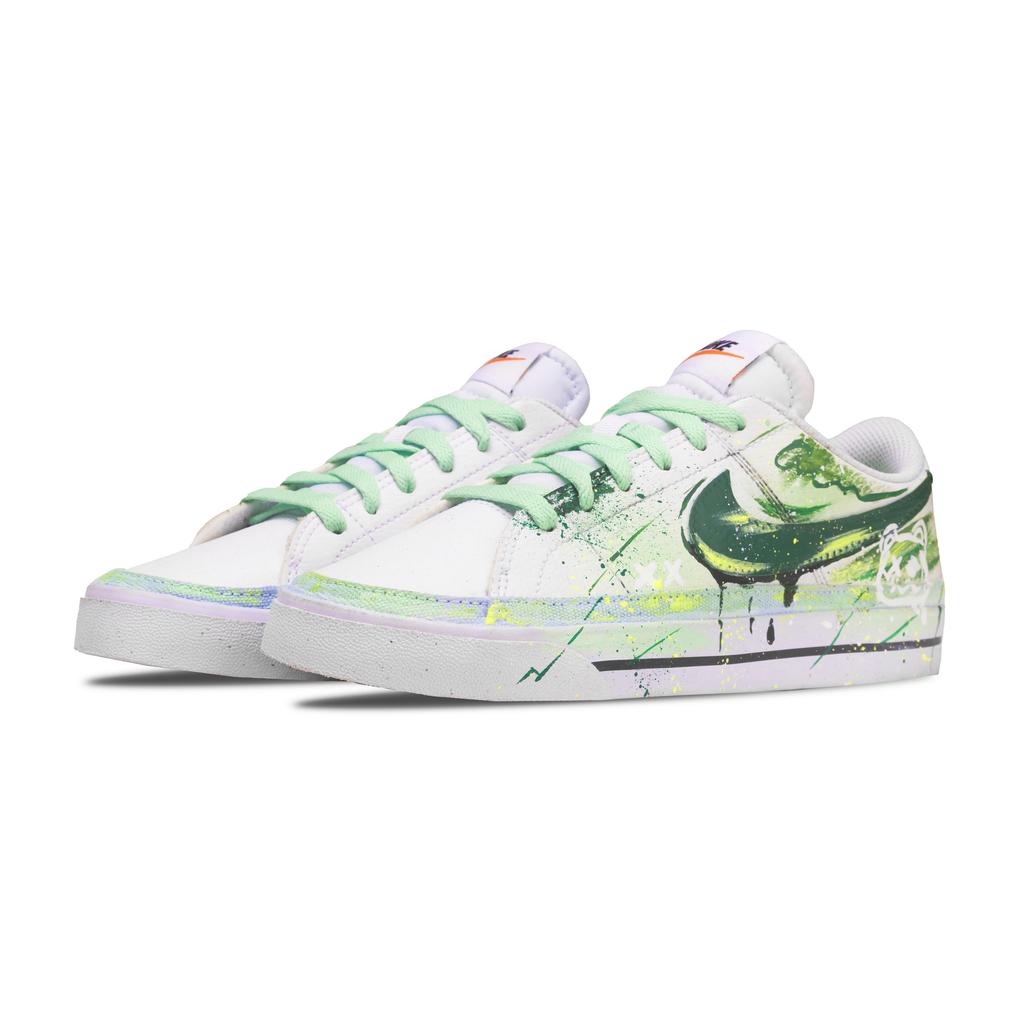 Nike Court Legacy Green Miracle Canvas Leather Wear Resistant, Lightweight, Breathable, And Non Slip. Low Top DH3161-101(Team1555-)
