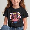 Girls New Cartoon Printed Shortsleeved Tshirt Summer Shortsleeved Tshirt Childrens Round Neck Top  polyester fabric
