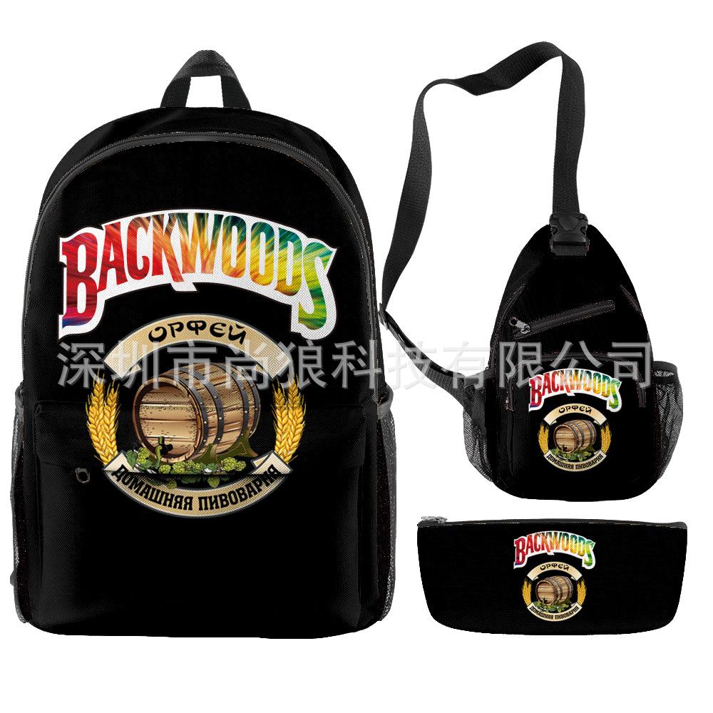 

Backwoods Large Capacity Junior High School Student School Bag Lightweight Simple Travel Bag Polyester Backpack three-piece backpack set