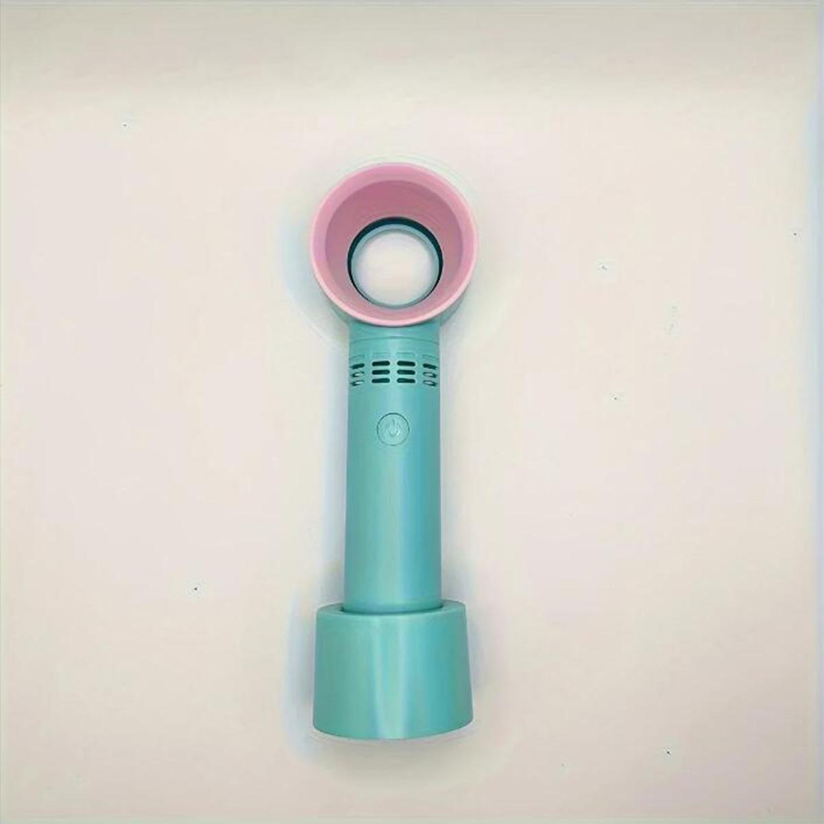 

1 шт. USB-перезаряжаемый безлопастной ручной вентилятор, портативный мини-настольный вентилятор с тремя скоростями, подходит для путешествий и использования в офисах. зелёный