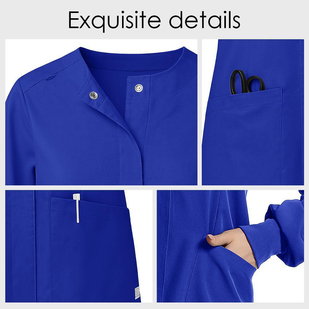 Veste de travail d'infirmier à manches longues imprimée élastique à séchage rapide pour femme TEMU