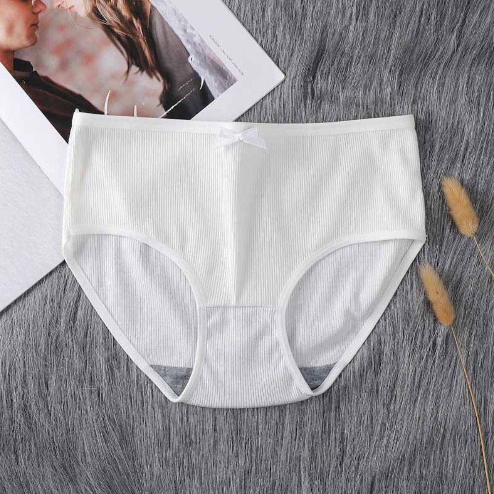8Pcs Mid Waist Simple Underpants Bowknot Underwear for Women Breathable Seamless Briefs  Lady