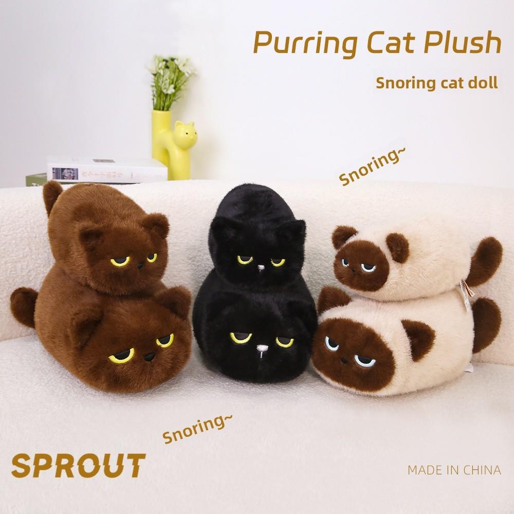 Cute Black Cat Plush Toy With Sound For Kids And Sleep Comfort