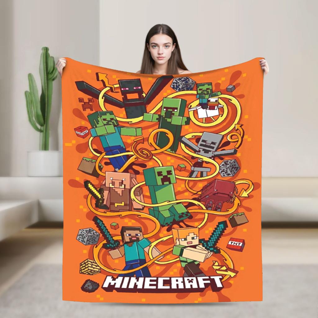 Knitted Blankets My M-Miners Flannel Lightweight Thin Throw Blanket Creepin It Real Pixel Game Crafts for Bedroom Sofa Bedspread