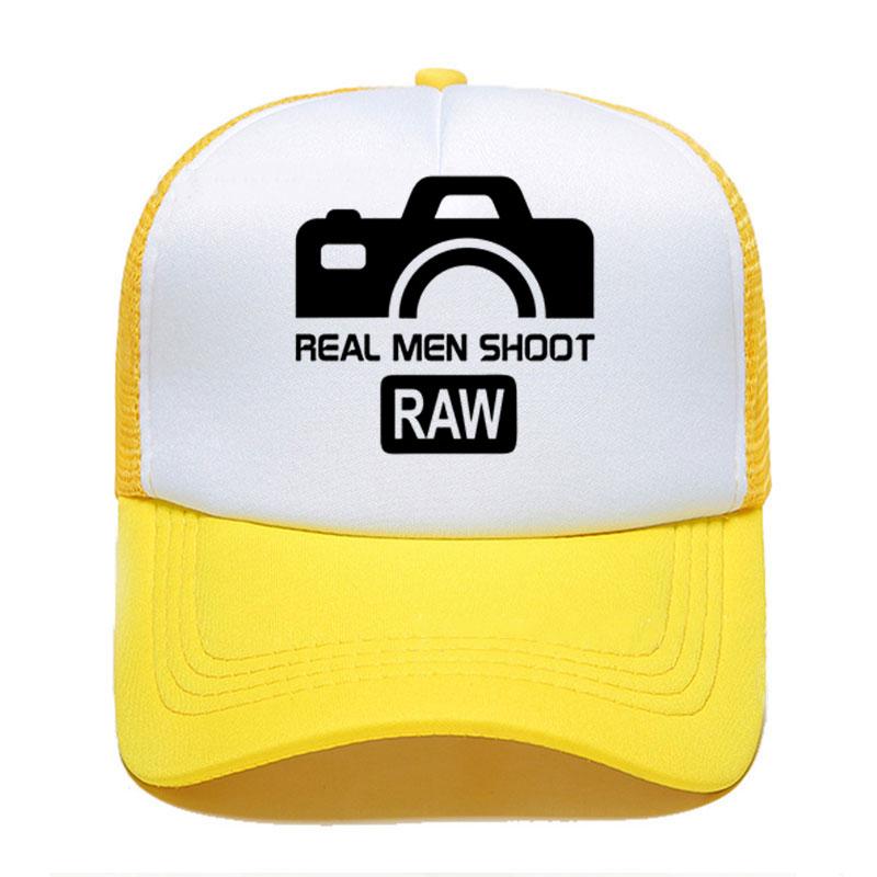 Real Unisex SHOOT RAW Summer Cap Mesh Hats For Unisex Women Casual Hats Hip Hop Baseball Caps Funny Photographer Adjustable Visor Cap