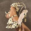 Fashion Liyke Summer Fashion Polka Dot Butterfly Knot High Heels Gladiator Sandals Women Peep Toe Buckle Strap Party Prom Ladies Shoes