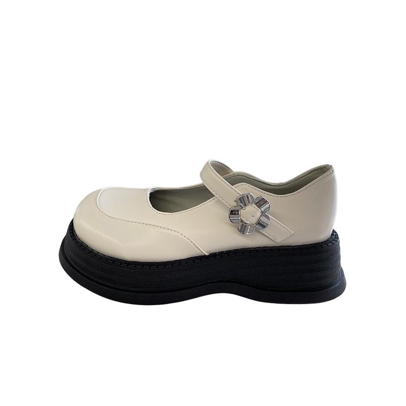 Mary Jane Schuhe mit dicker Sohle, Frühlingsschuhe mit Schnalle, Lolita, kleine Schuhe aus Pu-Leder, runde Zehenschuhe, Plateauschuhe