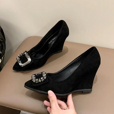 Chaussures pour femmes Talons hauts Escarpins de luxe Compensées Élégant Talon Femme Tendance Bout pointu Robe Strip-teaseuse Noir Sexy À enfiler Offre Fête